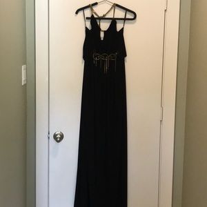 Maxi dress with gold metal accents